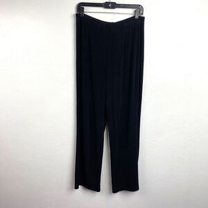Chico's Travelers Black Womens Pants Size 8 Stretch Knit Wide Leg Elastic Waist